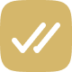 Checkmark icon on a gold background