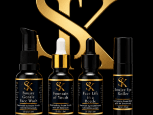 Iconic Basic Mini Bundle-.25oz/7ml Bottles (Boujee Gentle Face Wash, Fountain of Youth Serum, Facelift in a Bottle Serum and Boujee Eye Roller)
